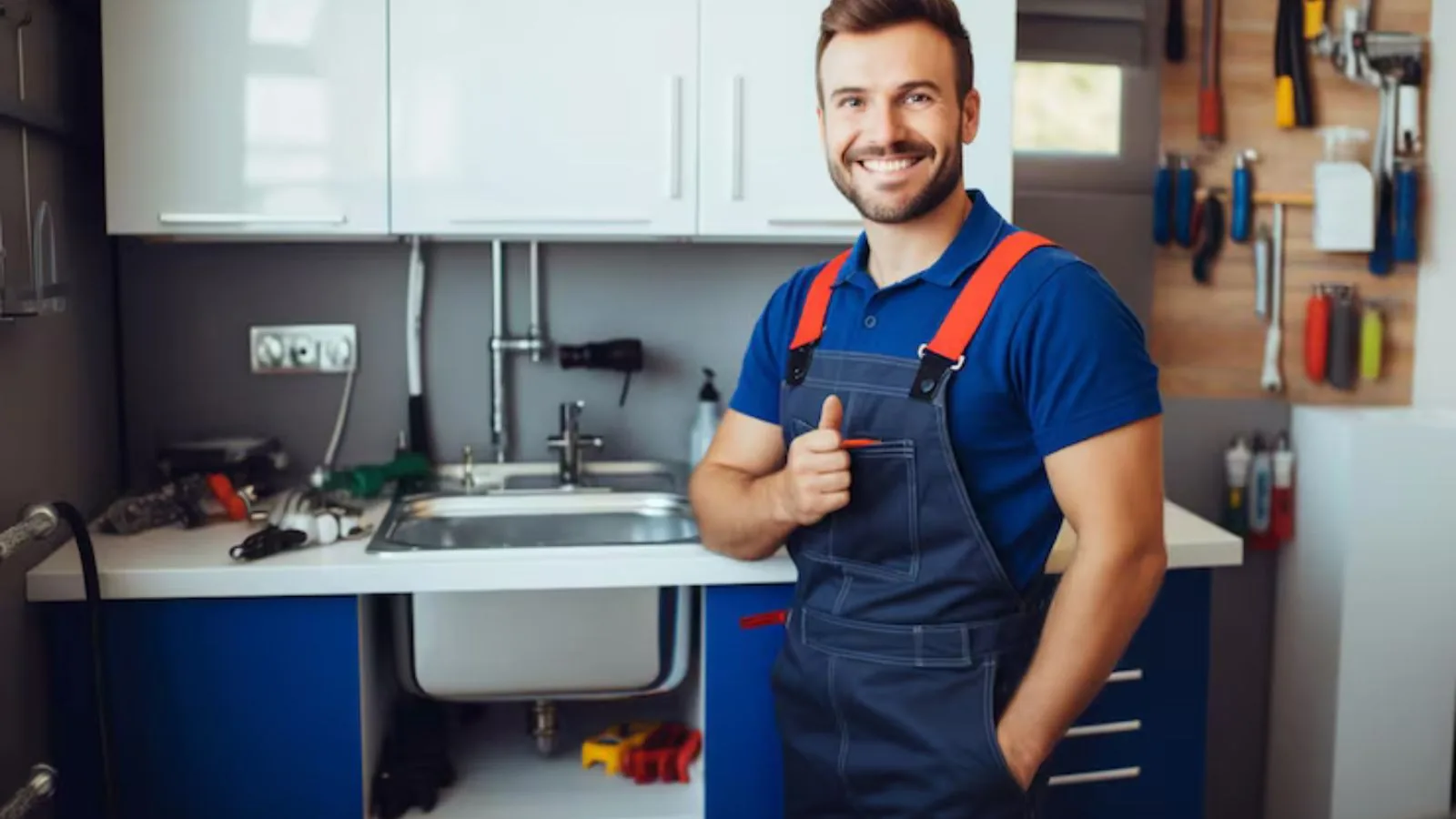 Commercial plumbing service technician