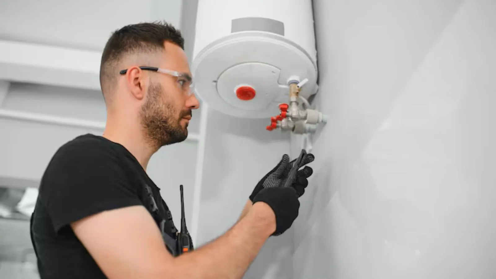Water heater repair in progress